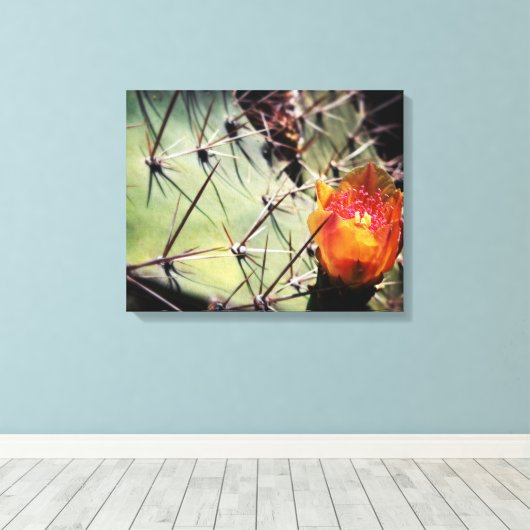 Cactus Flower Wrapped Canvas Afdruk (Insitu (Houten vloer))