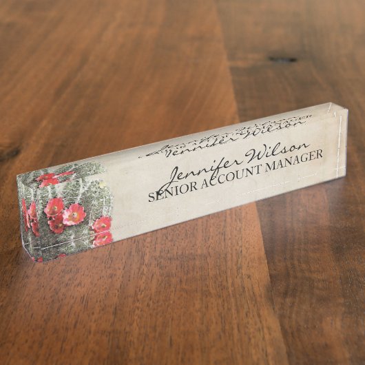 Cactus Flowers Artwork Naambordje (Zijkant)