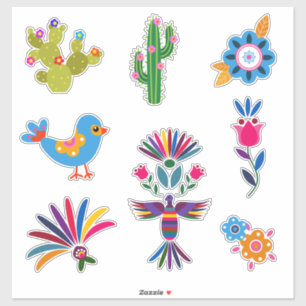 Cactus Flowers Bird Sticker