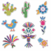 Cactus Flowers Bird Sticker (Voorkant)