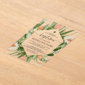 Cactus Flowers Frame Baptism  Acryl Uitnodigingen (Laagn)