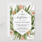 Cactus Flowers Frame Baptism Invitation Kaart (Voorkant)
