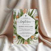 Cactus Flowers Frame Baptism Invitation Kaart