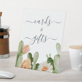 Cactus Flowers Greenery Shower Cards & Gifts Sign Reclamebord Met Voetstuk