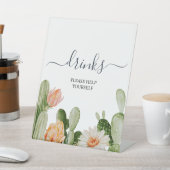 Cactus Flowers Greenery Shower Drinken Sign. Reclamebord Met Voetstuk (Insitu)