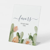 Cactus Flowers Greenery Shower Favors Sign Reclamebord Met Voetstuk (Voorkant)