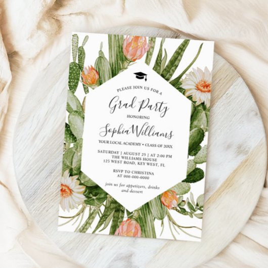 Cactus Flowers Lijst Afstudeerfeest Uitnodiging