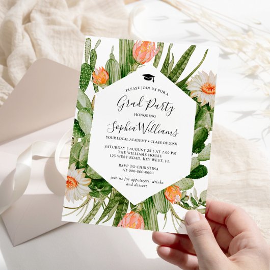 Cactus Flowers Lijst Afstudeerfeest Uitnodiging