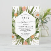 Cactus Flowers Lijst Baby shower Invitation Kaart (Staand voorkant)