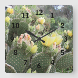 Cactus Flowers Wall Clock Vierkante Klok
