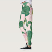 Cactus Flowers: Waterverf schilderij Leggings (Links)