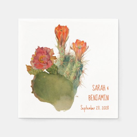 Cactus Flowers Wedding Botanical Waterverf Floral Servet (Voorkant)