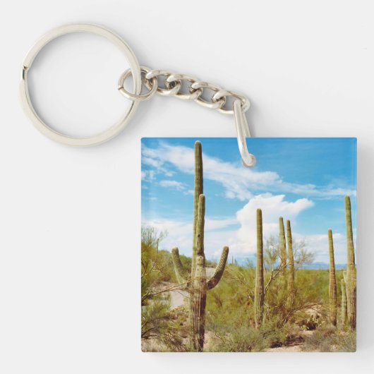 Cactus Forest Square (dubbelzijdige) Sleutelhanger (voorkant)