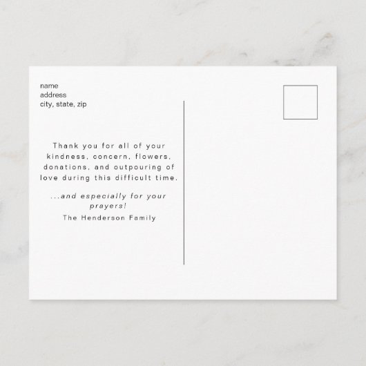 Cactus Funeral Loss of Life Dank u Briefkaart (Achterkant)