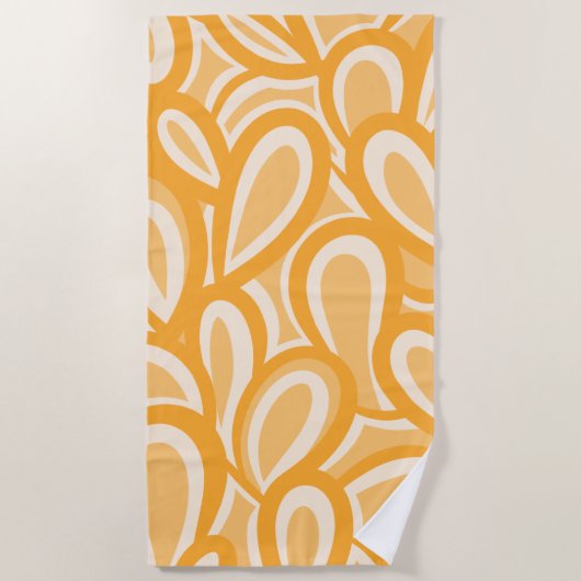 Cactus Garden Abstract Pattern in Mustard Oranje Strandlaken (Voorkant)