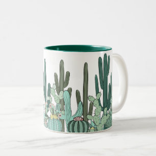 Cactus Garden Art Tweekleurige Koffiemok