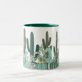 Cactus Garden Art Tweekleurige Koffiemok (Center)