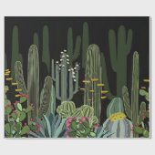 Cactus Garden bij nacht Cadeaupapier (Vlak)