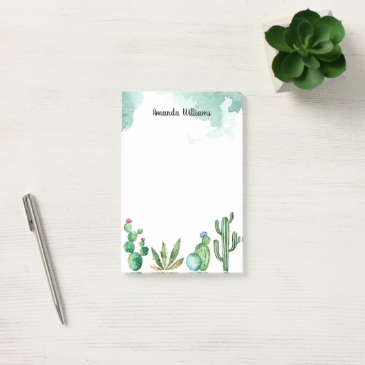 Cactus Garden gepersonaliseerd monogram Post-it® Notes (Kantoor)