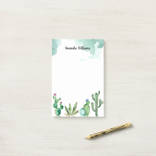 Cactus Garden gepersonaliseerd monogram Post-it® Notes (Op bureau)