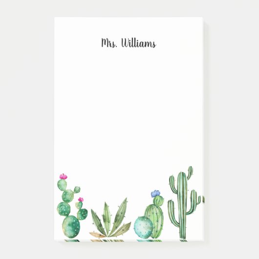 Cactus Garden Gepersonaliseerde leraar Post-it® Notes (Voorkant)