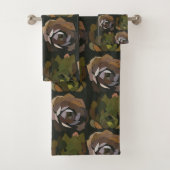 Cactus Garden laat groen botanisch patroon over Bad Handdoek (Insitu)