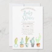 Cactus Garden | Waterverf Baby shower Uitnodigen Kaart (Voorkant)