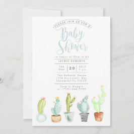 Cactus Garden | Waterverf Baby shower Uitnodigen Kaart