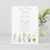 Cactus Garden | Waterverf Baby shower Uitnodigen Kaart (Staand voorkant)