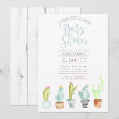 Cactus Garden | Waterverf Baby shower Uitnodigen Kaart (Voorkant / Achterkant)