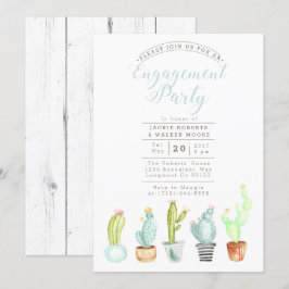 Cactus Garden | Waterverf Engagement Party Uitnodi Kaart
