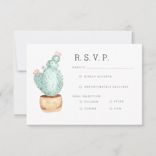 Cactus Garden | WATERVERF RSVP Kaartje (Voorkant)