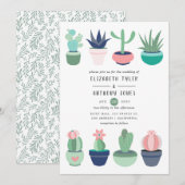Cactus Garden Wedding Kaart (Voorkant / Achterkant)