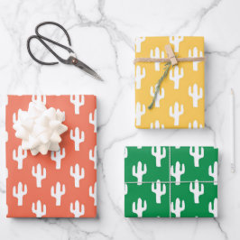 Cactus Geel Sinaasappel Groen Zuidwesten Desert Fu Inpakpapier Vel
