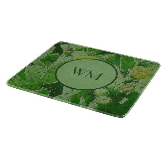 Cactus Geïnspireerd Abstract Monogram snijbord Snijplank (Hoek)