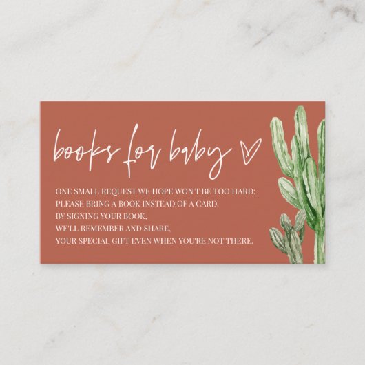 Cactus Gender Neutral Desert Books for Baby Informatiekaartje (Voorkant)