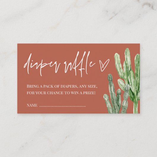 Cactus Gender Neutral Desert Diaper Raffle Informatiekaartje (Voorkant)