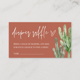 Cactus Gender Neutral Desert Diaper Raffle Informatiekaartje