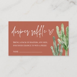 Cactus Gender Neutral Desert Diaper Raffle Informatiekaartje