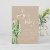 Cactus Gender Neutral Desert Hallo Baby shower Inv Kaart (Staand voorkant)