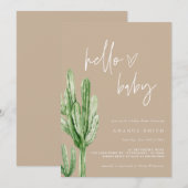 Cactus Gender Neutral Desert Hallo Baby shower Inv Kaart (Voorkant / Achterkant)