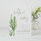 Cactus Gender Neutral Desert Hallo Baby shower Inv Kaart (Staand voorkant)