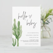 Cactus Gender Neutral Desert Hallo Baby shower Inv Kaart (Staand voorkant)