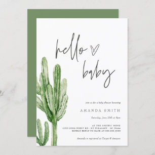 Cactus Gender Neutral Desert Hallo Baby shower Inv Kaart