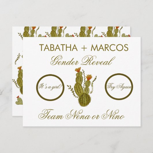 Cactus Gender onthullen DIY Faux-krassen Aankondigingskaart (Voorkant / Achterkant)