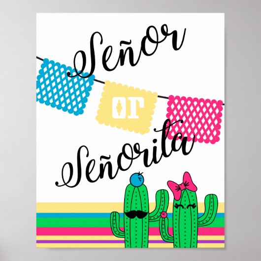 Cactus Gender onthulling Poster Senor o Senorita s (Voorkant)