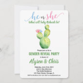 Cactus genderonthullen uitnodiging fiesta succulen (Voorkant)