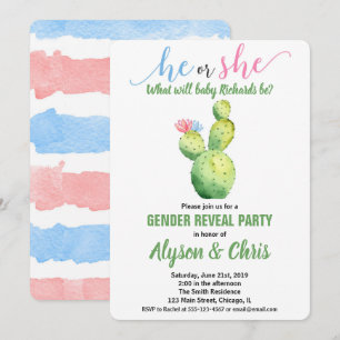 Cactus genderonthullen uitnodiging fiesta succulen