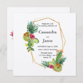 Cactus Geometric Gold Lijst Wedding Kaart (Voorkant / Achterkant)