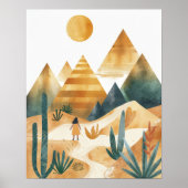 Cactus Geometrische Muurkunst Woestijn Landschap Poster (Voorkant)